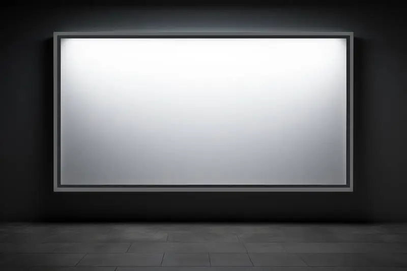 Image Blank of Long Poster with Metal Frame with Dark Background Wall