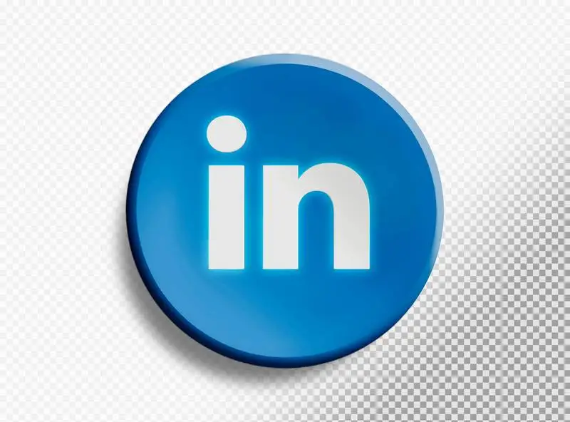 Circle with LinkedIn Icon Isolated on a Transparent Background