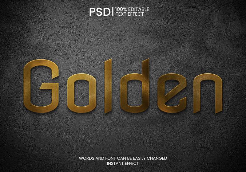 Golden Text Effect Over Grunge Background