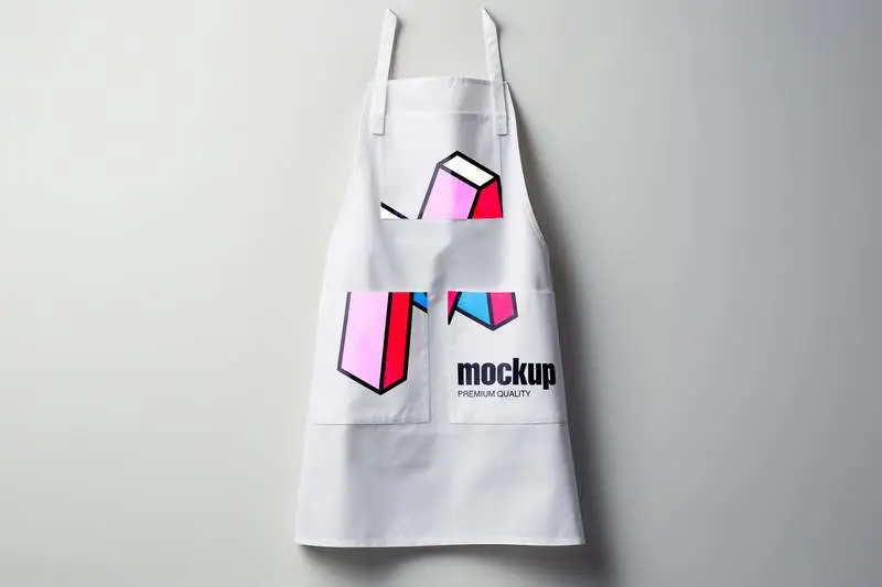Logo Mockup on White Apron Isolated on a White Background