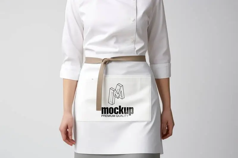 Mockup of a White Apron for a Chef on a White Background