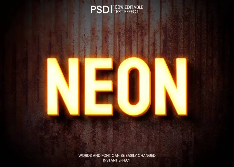 Neon Text Effect Over Rust Background