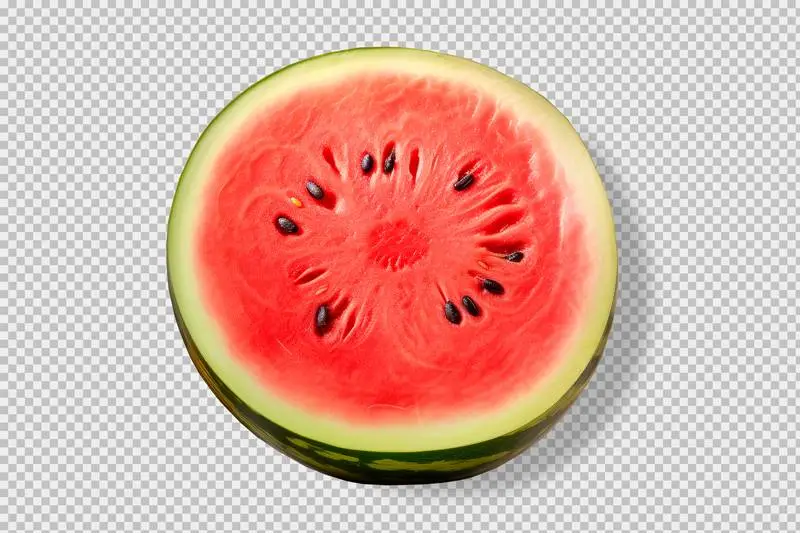 Photo of a Halved Watermelon Isolated on Transparent Background