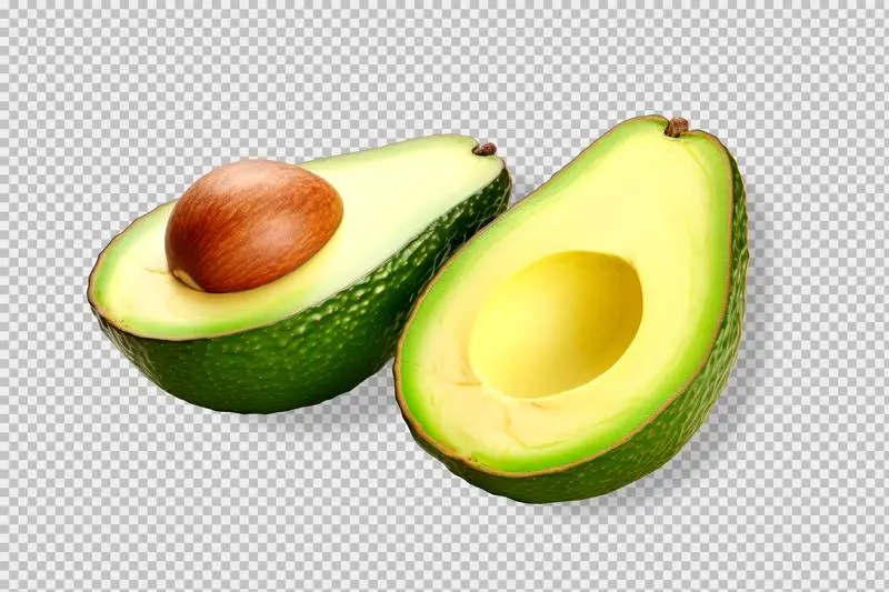 Photo of an Open Avocado Isolated on Transparent Background