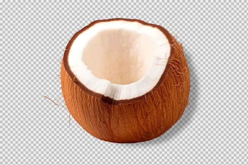 Photo of an Open Coconut Isolated on Transparent Background