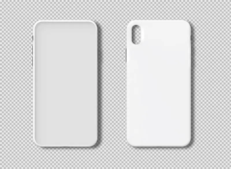 Photo of Blank Smartphone Case from the Front and from the Back Isolated on Transparent Background