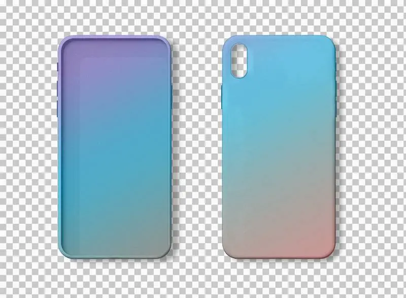 Photo of Iridescent Smartphone Case from the Front and Back Isolated on Transparent Background