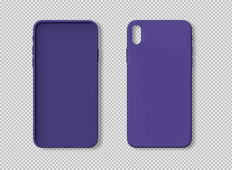 Photo of Lilac Smartphone Case from the Front and Back Isolated on Transparent Background