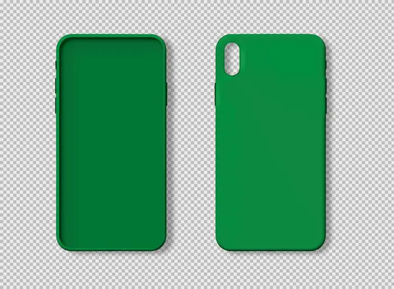 Photo of Pine Green Smartphone Case from the Front and Back Isolated on Transparent Background