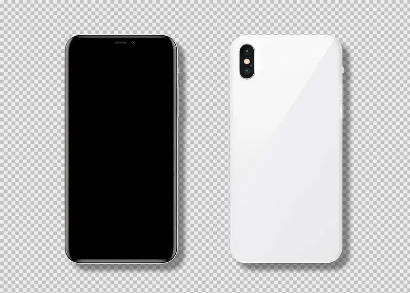 Photo of Smartphone from Front and Back Isolated on Transparent Background