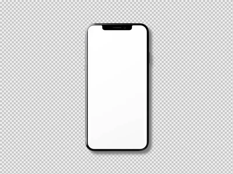Photo of Smartphone with Blank Screen Isolated on Transparent Background