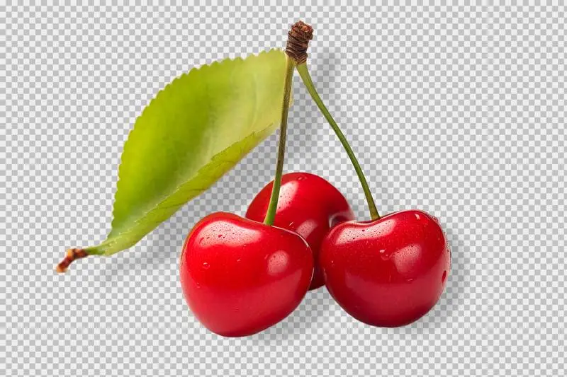 Photo of Some Cherries Isolated on Transparent Background