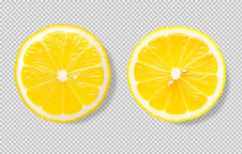 Photo of Two Lemon Slices Isolated on Transparent Background