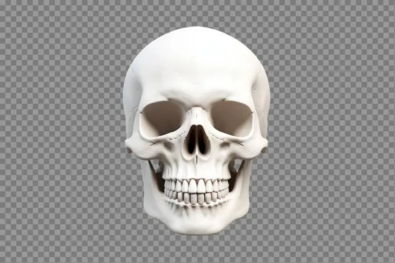 Realistic Isolated Skull on Transparent Background