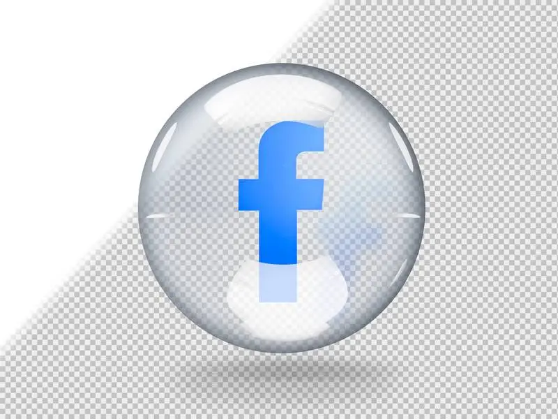 Transparent Glass Bubble with Facebook Logo Inside It Isolated on Transparent Background
