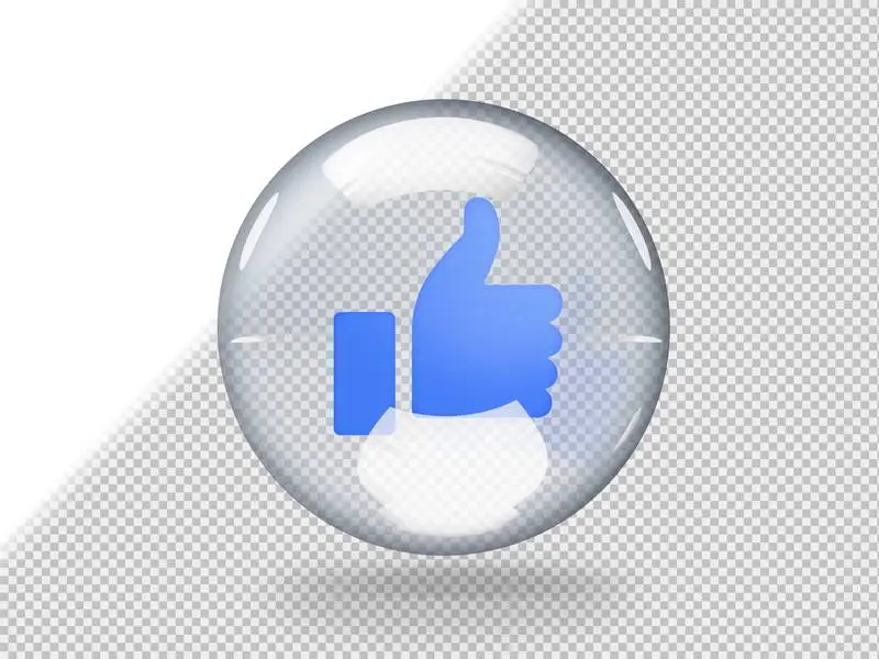 Transparent Glass Bubble with Like Icon Inside It Isolated on Transparent Background