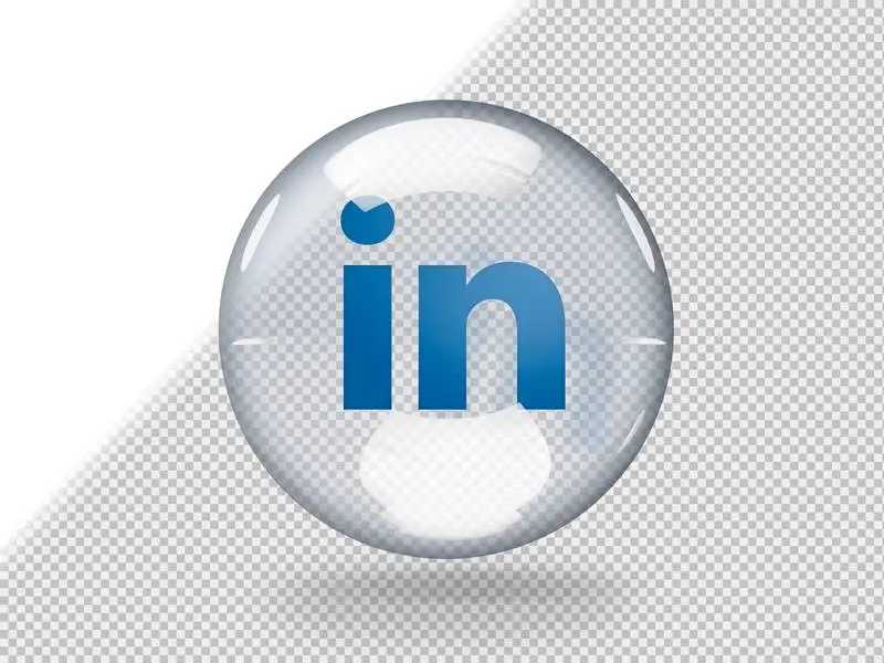 Transparent Glass Bubble with LinkedIn Logo Inside It Isolated on Transparent Background