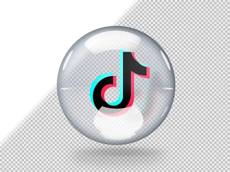Transparent Glass Bubble with TikTok Logo Inside It Isolated on Transparent Background