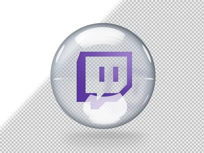 Transparent Glass Bubble with Twitch Logo Inside It Isolated on Transparent Background