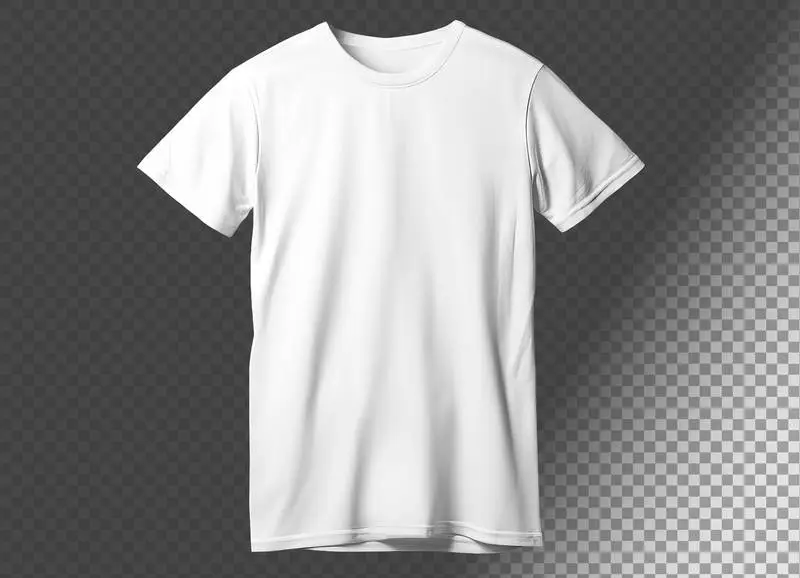 White Open T-shirt with Round Neck on Transparent Background