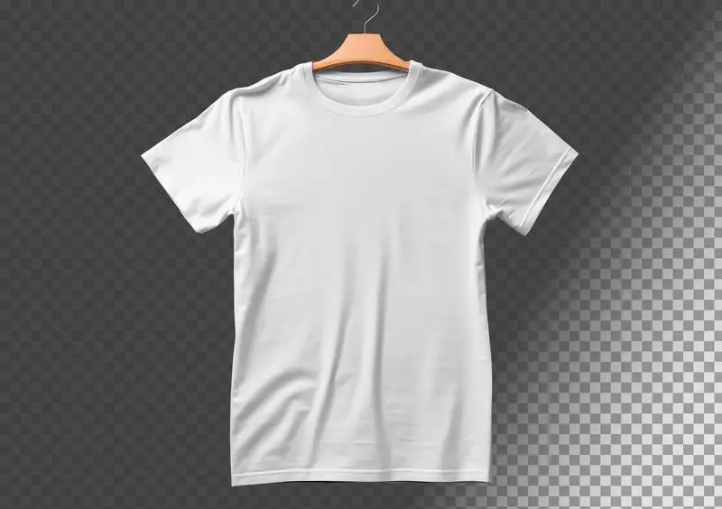 White T-shirt with Isolated Hanger on Transparent Background