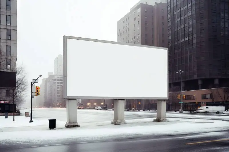 Image of Blank Billboard on Panel in Brutalist City