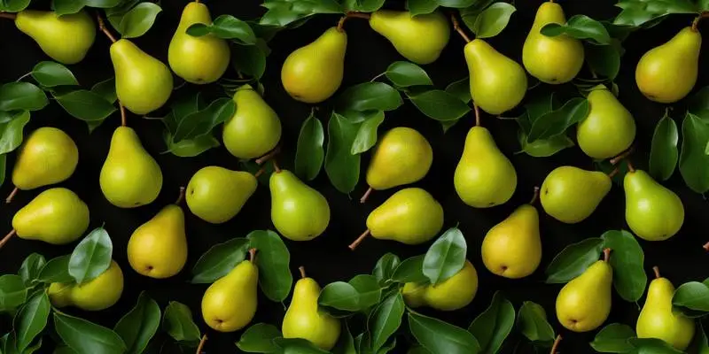 Photo Pattern of Green Pears on White Background, Motif Repeatable