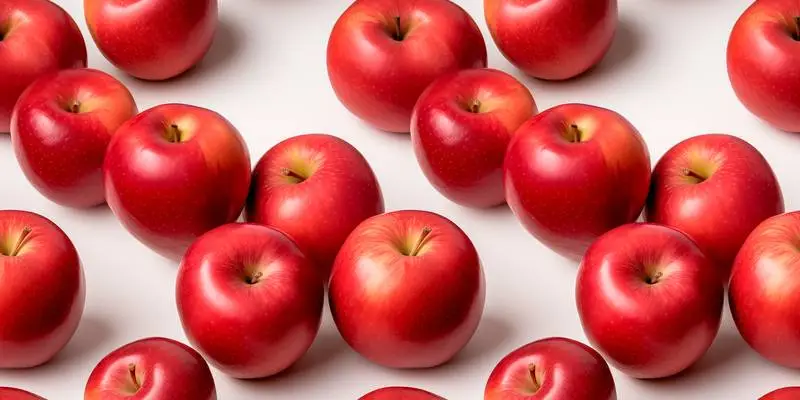 Photo Pattern of Red Apples on White Background, Motif Repeatable