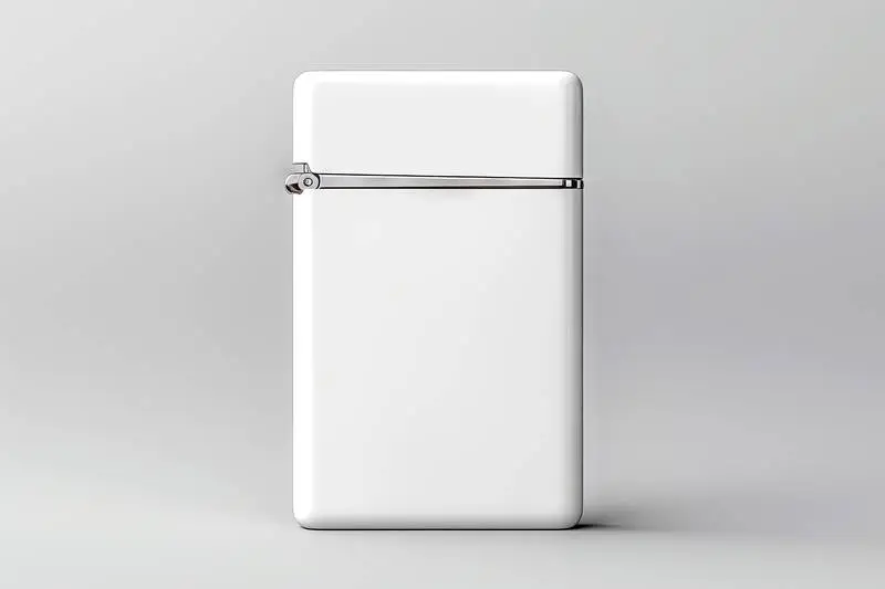 Minimalist Photo of a Blank Classic Cigarette Lighter on a Light Background