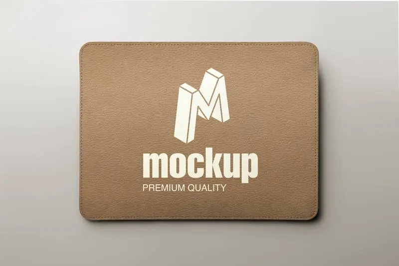Mockup of a Leather iPad Pro Cover on Light Background