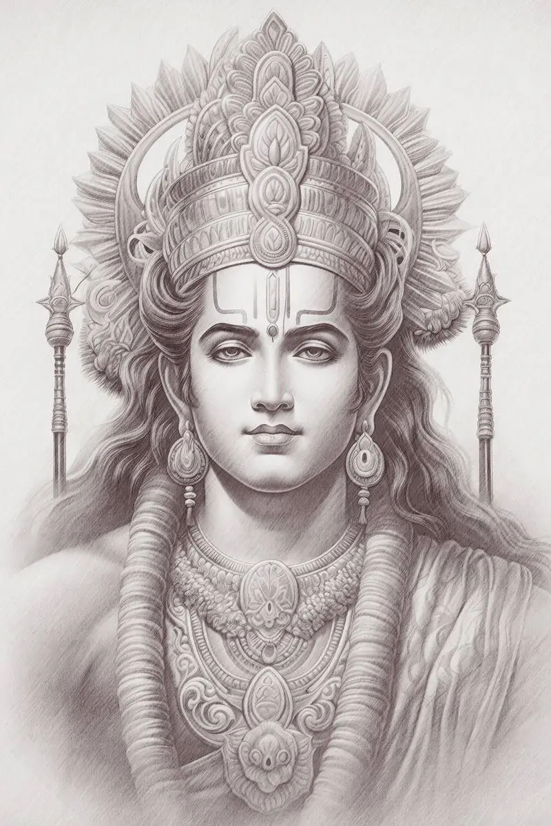 Pencil Sketch of the Hindu God Rama