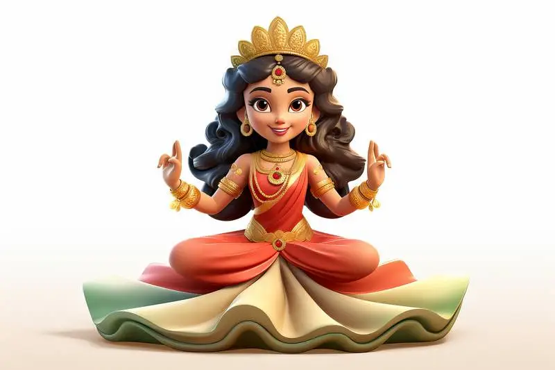 Cartoon Image of the Hindu Deity Lakshmi