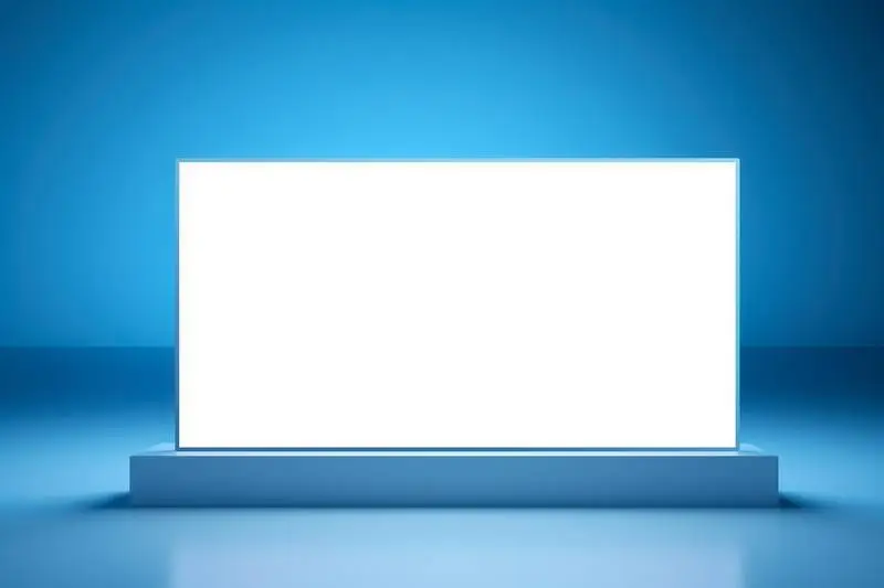 Image of a Blank Illuminated Poster Advertisement on a Blue Background