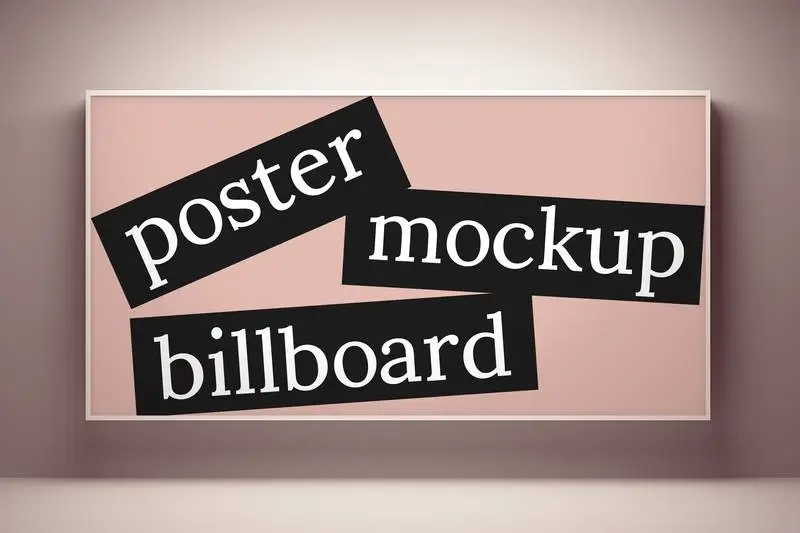 Billboard Mockup with Metal Frame on a Pink Background