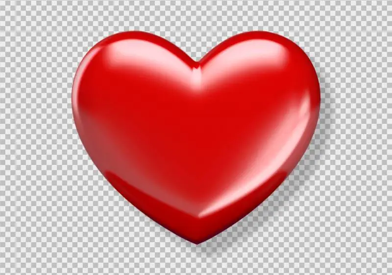 Render of a Red Balloon Heart Isolated on a Transparent Background