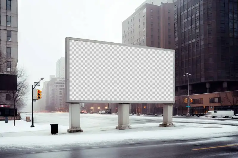 Photo of a Large-Format Panel on a Street with Transparent Screen