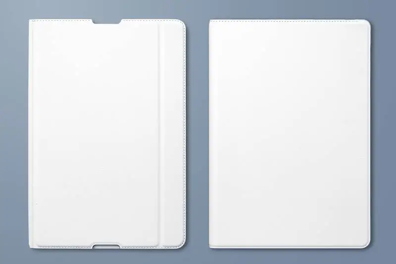 Minimalist Photo of a Blank Pro Tablet Case Isolated on Grey Background