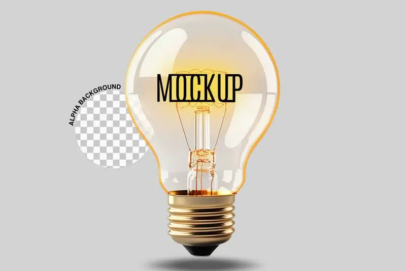 Mockup of Light Bulb Edge on Transparent Background