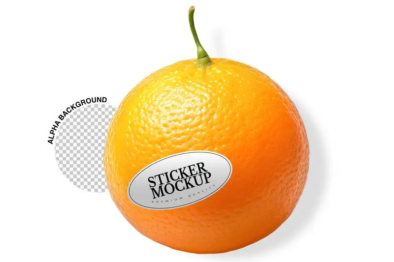 Label Mockup on Orange on Transparent Background