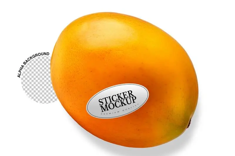 Mockup of Label on Mango on Transparent Background