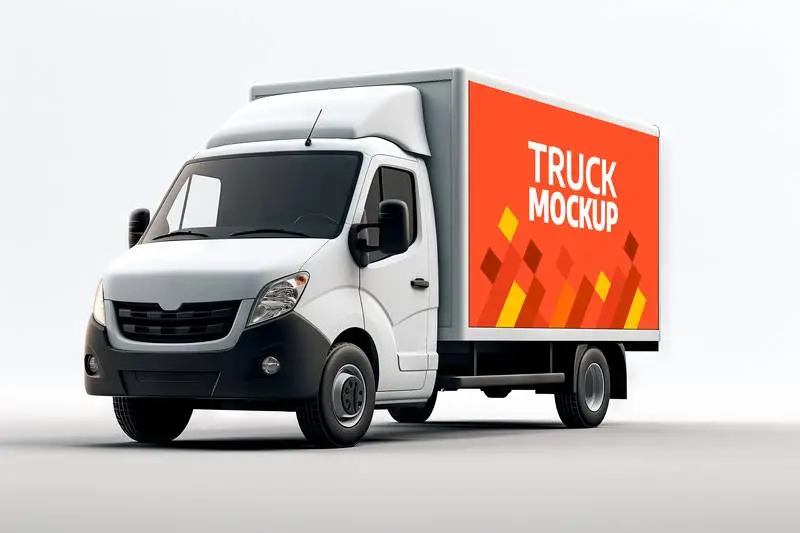 Mockup of Panel on White Truck on a Gradient Background