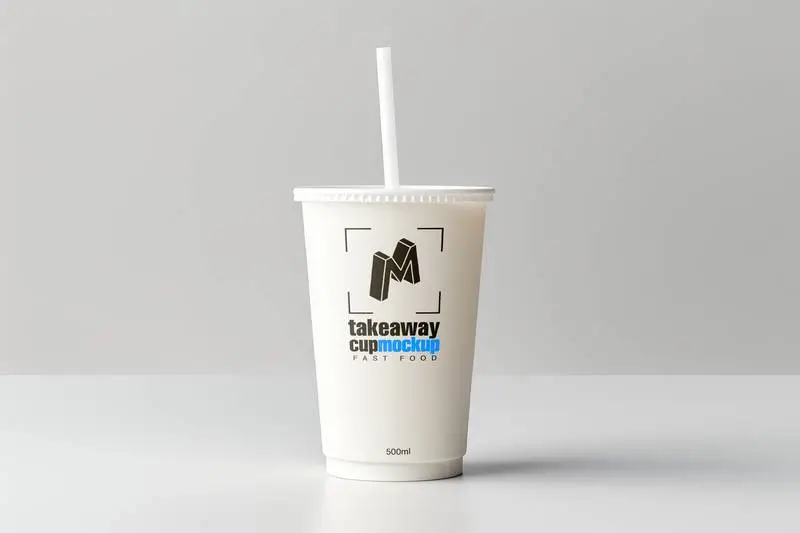 Mockup of Logo on White Take-away Drink Cup