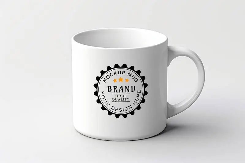 Logo Mockup on White Mug on White Background