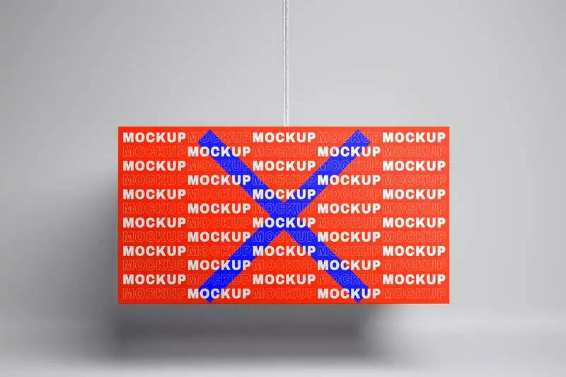 Cable Supported Horizontal Panel Mockup on a Gradient Background