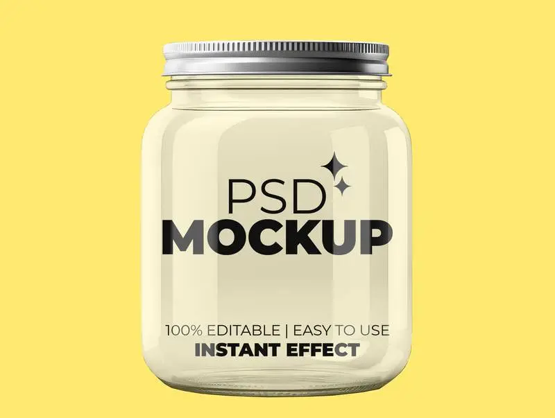 Label Mockup on Transparent Jar with Lid on Transparent Background