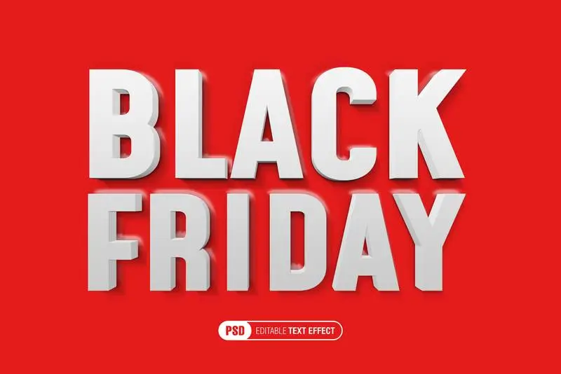 Red and White Gradient Text Effect for Black Friday