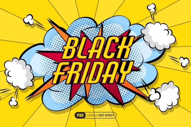 Text Effect with Comic Effect for Black Friday on a Funny Background