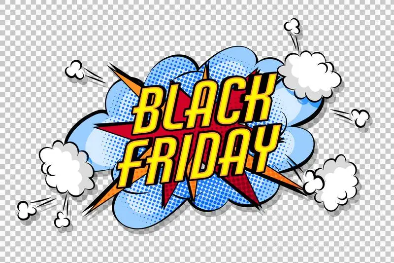 Comic Effect Lettering for Black Friday on a Transparent Background