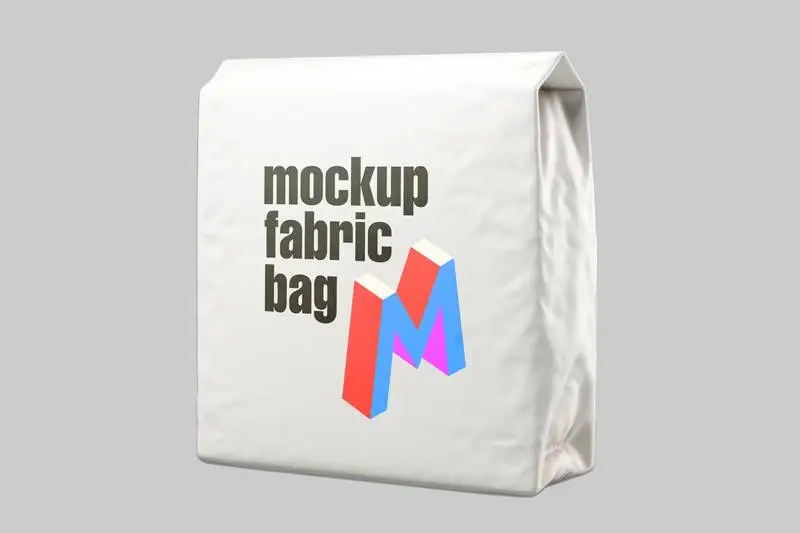 Label Mockup on White Fabric Bag