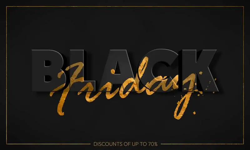Black Friday Sale Banner, Gold Coloured Logo on Dark Background